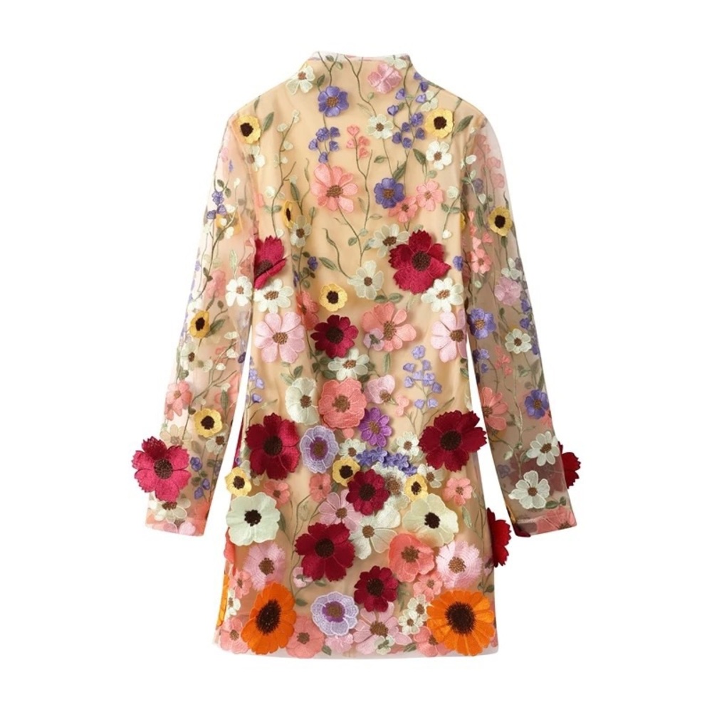 Taylor Swift style floral long sleeve mini dress